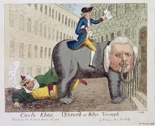 Carlo Khan Detron&39;d ou Billy&39;s Triumph, Londres, 24 de março de 1784 (gravura a cores)